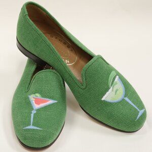 NEW Stubbs & Wootton Linen Size 7 Embroidered Cocktails Slippers